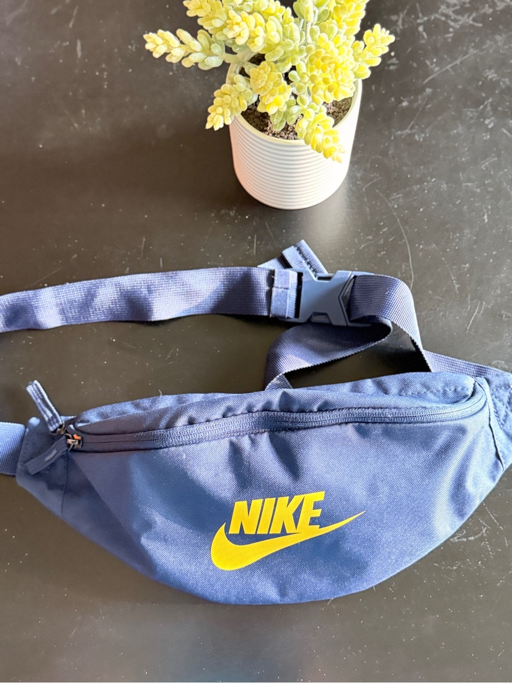 Nike Navy Belt Bag with Yellow Logo
